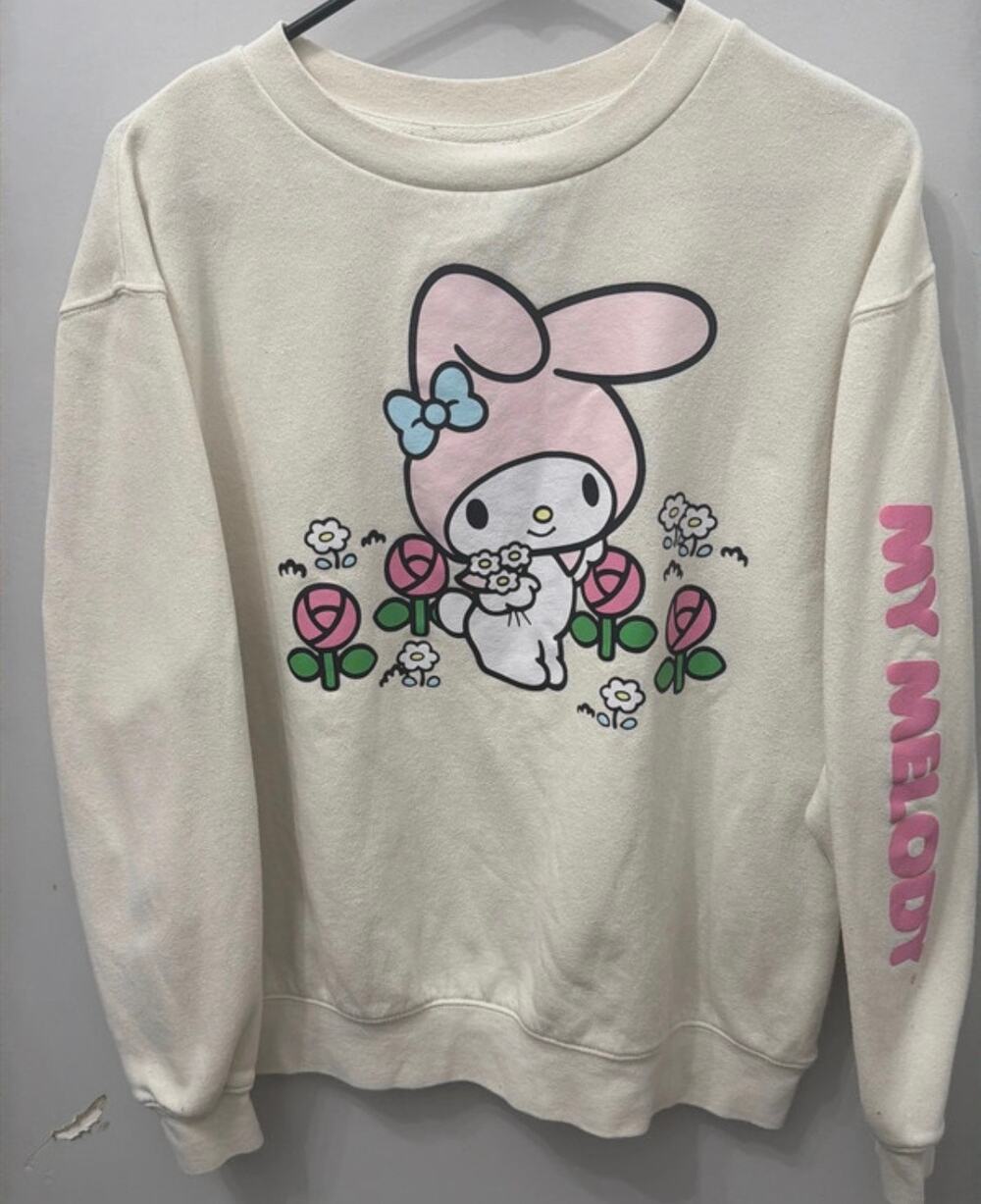 Sanrio My Melody Cream Flower Sweatshirt Size Small Pullover